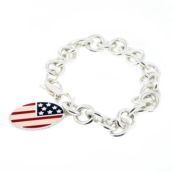 Tiffany and Co. American Flag Sterling Silver Charm Bracelet – FabOn5th.com