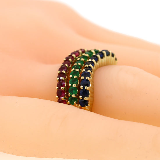 Sapphire, Emerald & Ruby Nesting Rings in 14k Gold