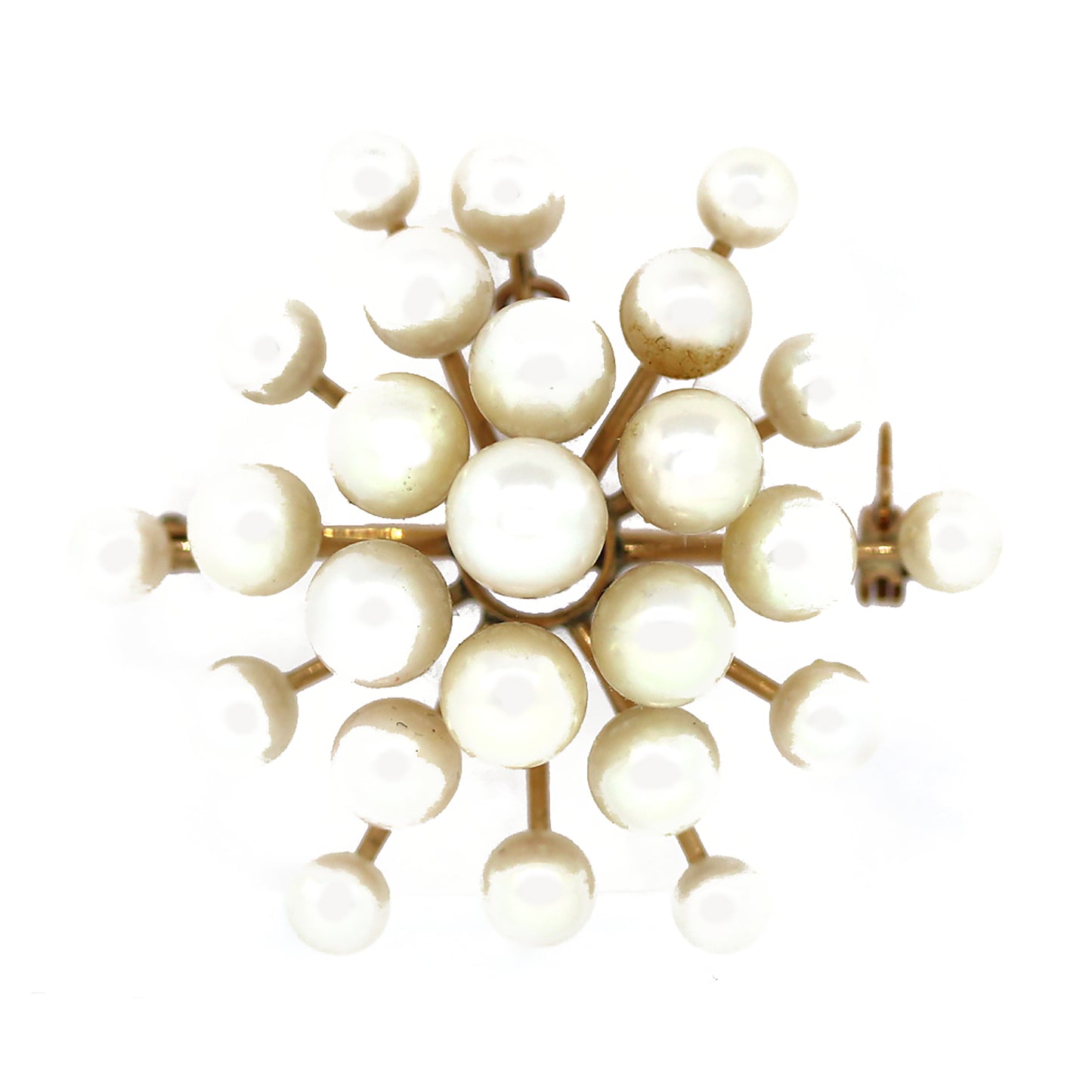 Sunburst Pearl Gold Pin Pendant