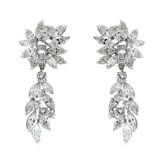 Load image into Gallery viewer, Marquise and Round Diamonds Hanging Earrings
