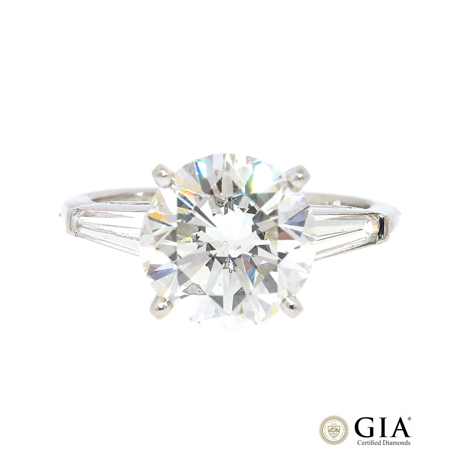 GIA Certified 4.03 carats Round Brilliant Diamond Engagement Ring Size 7
