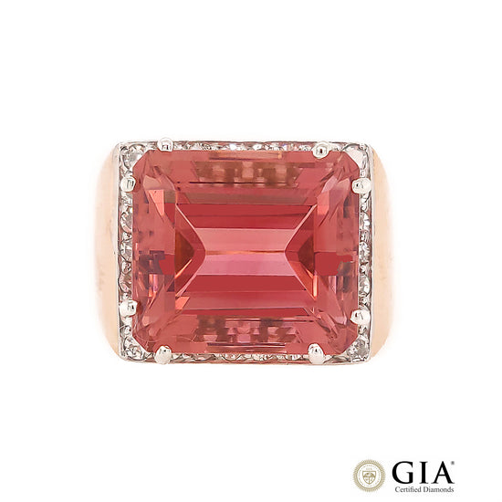 GIA Certified Pink Tourmaline and Diamond Ring