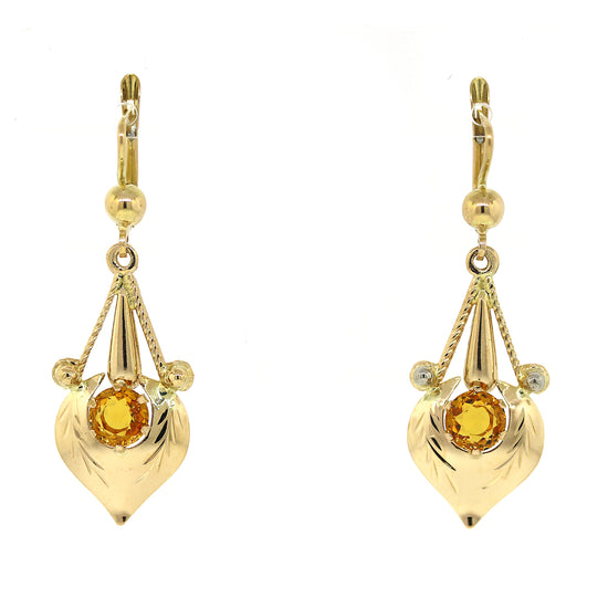 Load image into Gallery viewer, 14k Yellow Gold and Citrine Hanging Earrings
