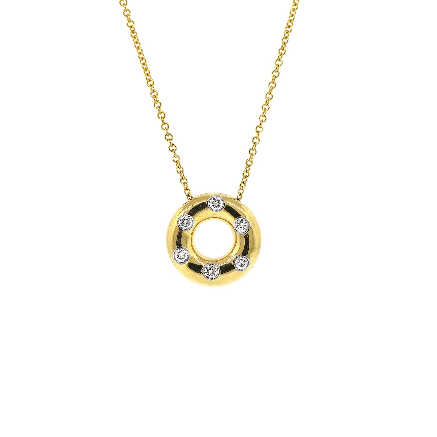 Load image into Gallery viewer, Preowned Tiffany and Co. Etoile Donut Charm Diamond Pendant Necklace
