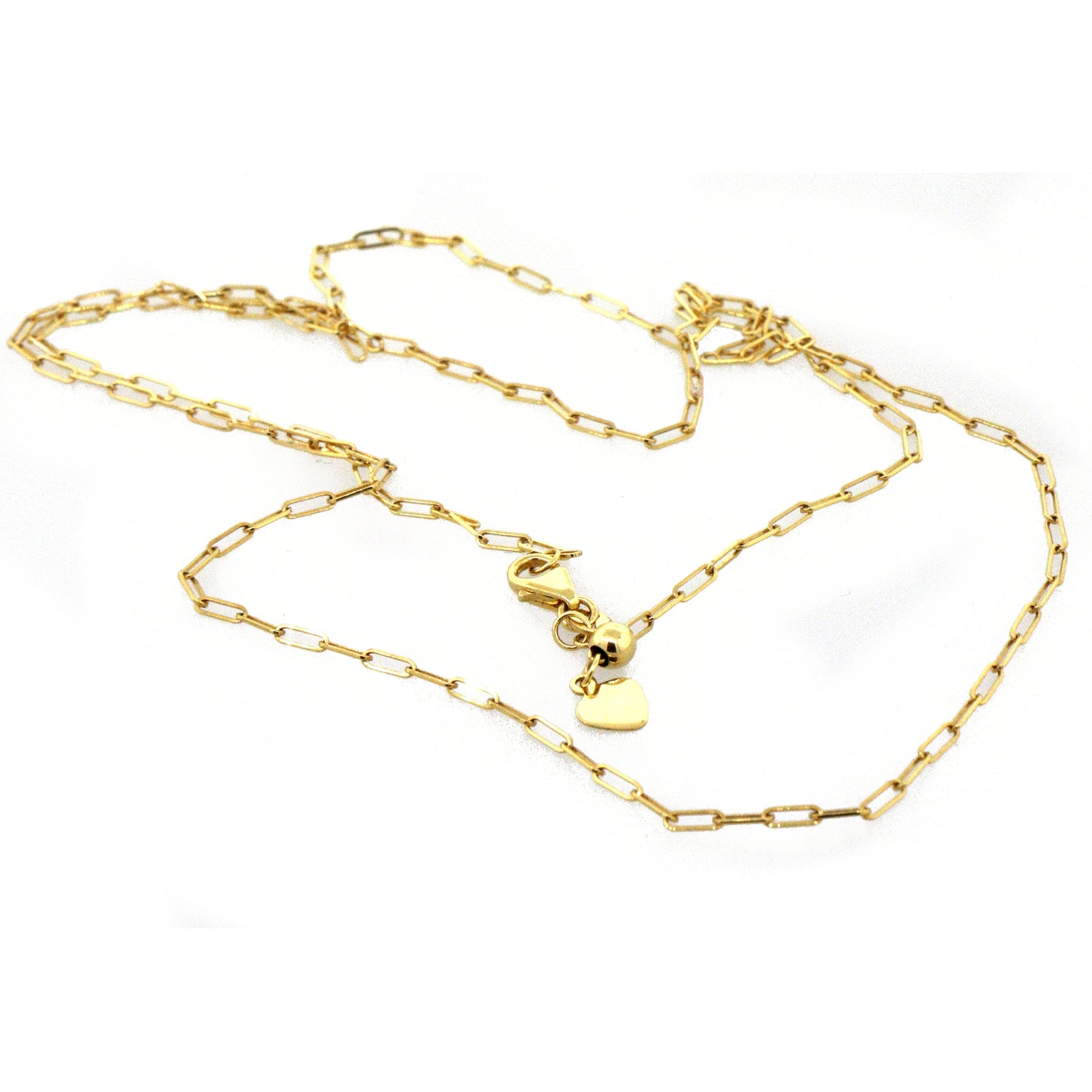 14k Yellow Gold Paperclip Adjustable Chain Necklace
