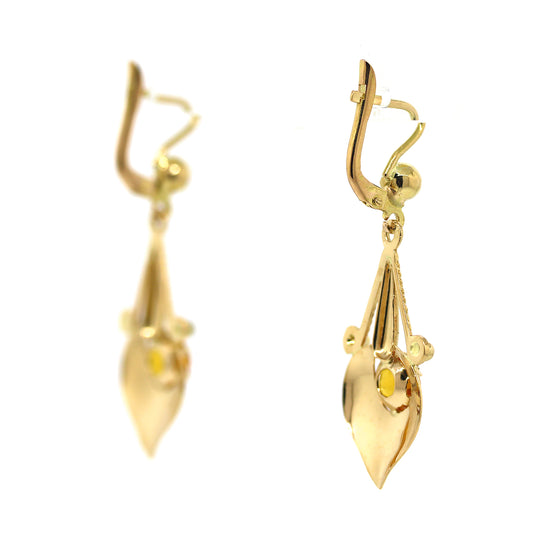 14k Yellow Gold and Citrine Hanging Earrings