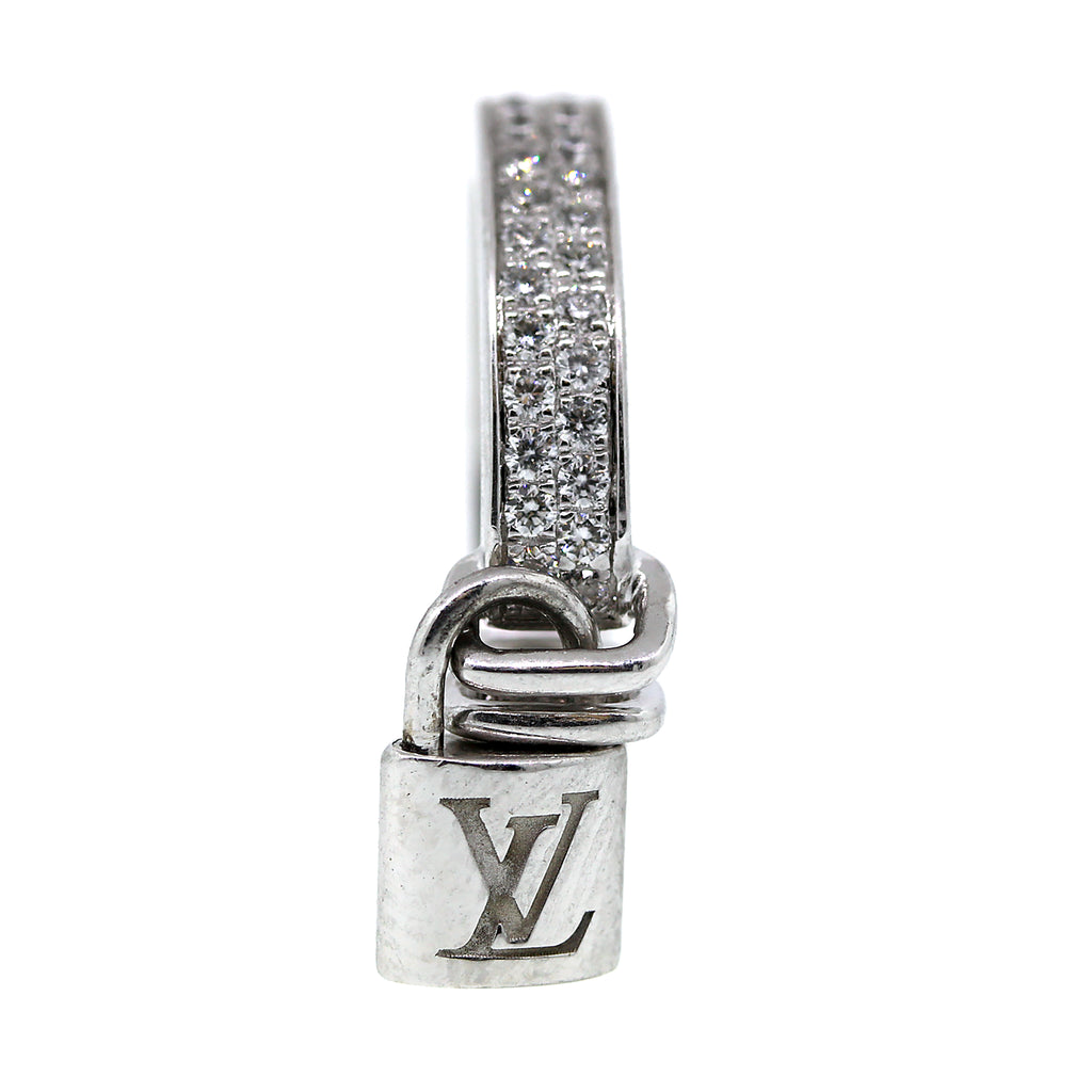 LOUIS VUITTON 18K White Gold Diamond Lockit Ring 47 4.25 1185385