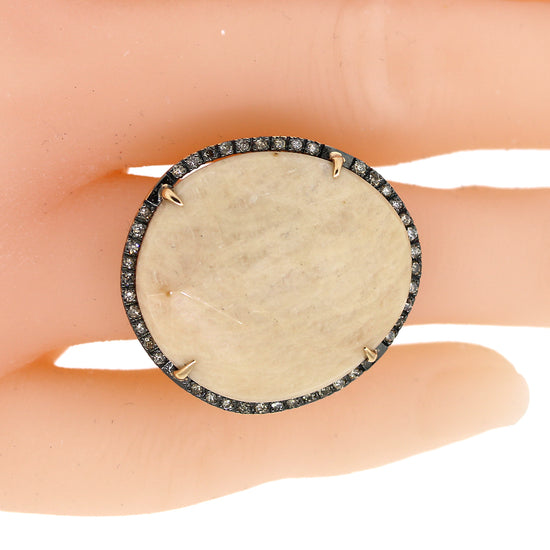 Amazonite & Chocolate Diamond Ring in 18k Gold
