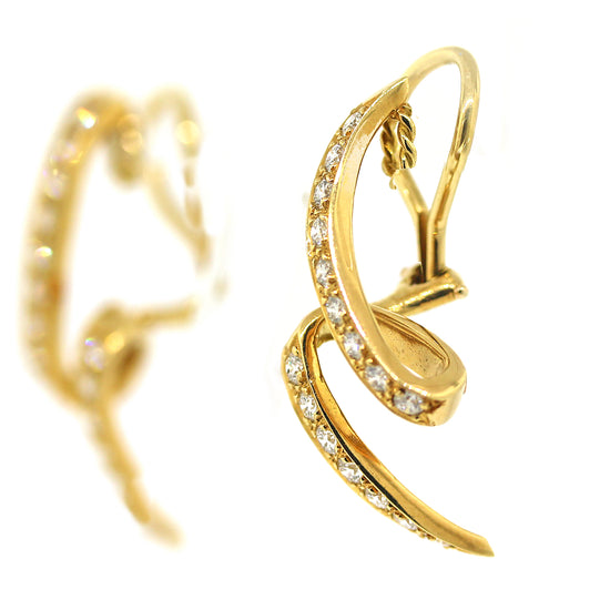 1.05 carats Diamond Swirl Earrings in Yellow Gold