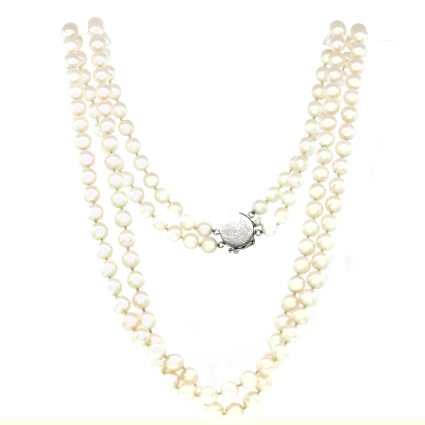 Estate 14K W Gold 16 8-10mm Double Strand Mabe Cultured Pearl Necklace