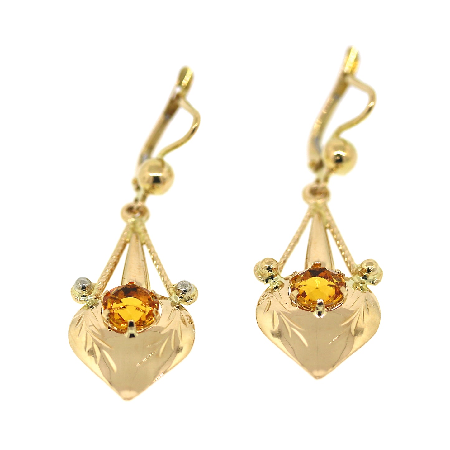Load image into Gallery viewer, 14k Yellow Gold and Citrine Hanging Earrings

