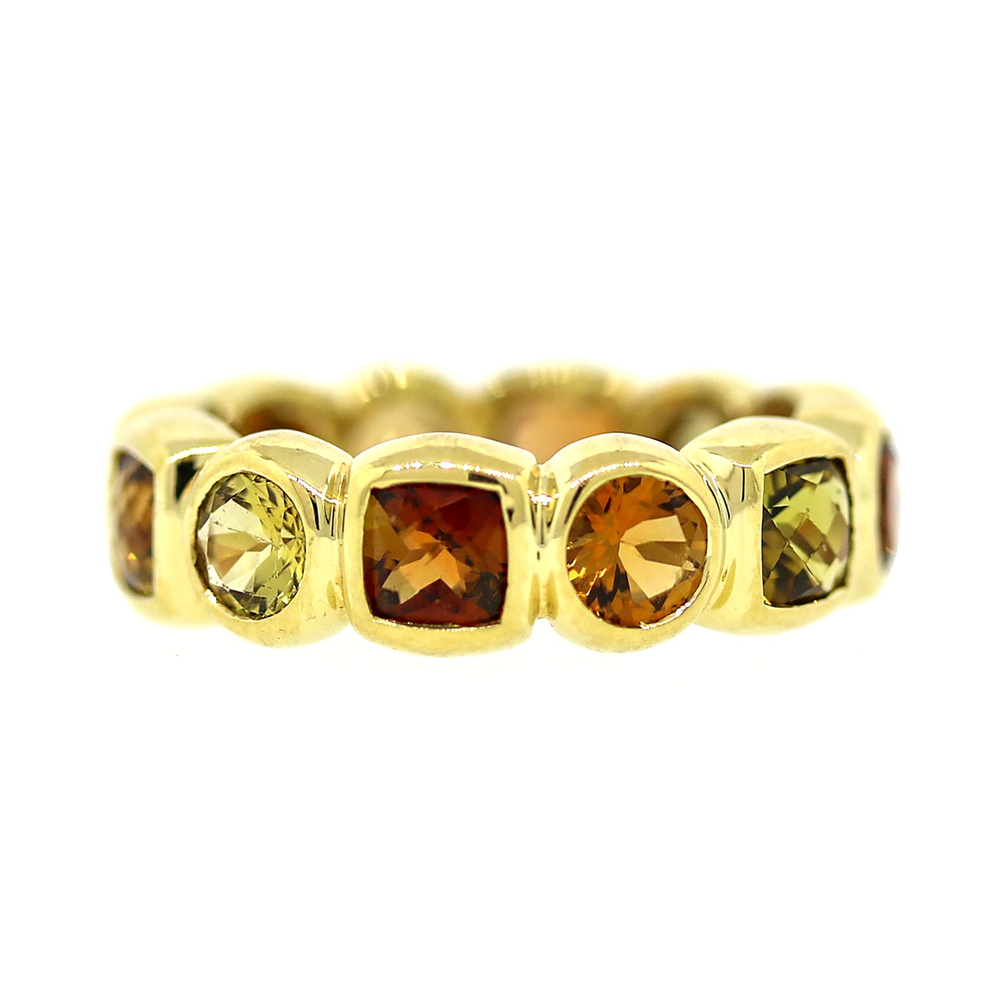 Load image into Gallery viewer, Preowned David Yurman Chiclet with Citrine and Peridot Ring in 18k Yellow Gold
