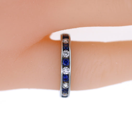 Pre-Owned Tiffany & Co. Diamond & Sapphire Eternity Band in Platinum