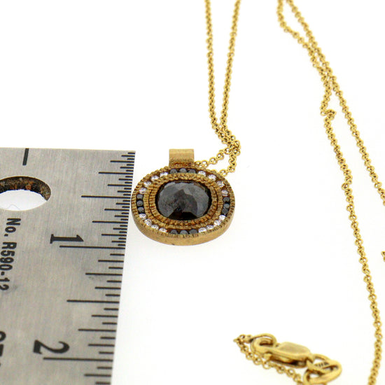Black and White Diamond, Onyx Gold Pendant Necklace
