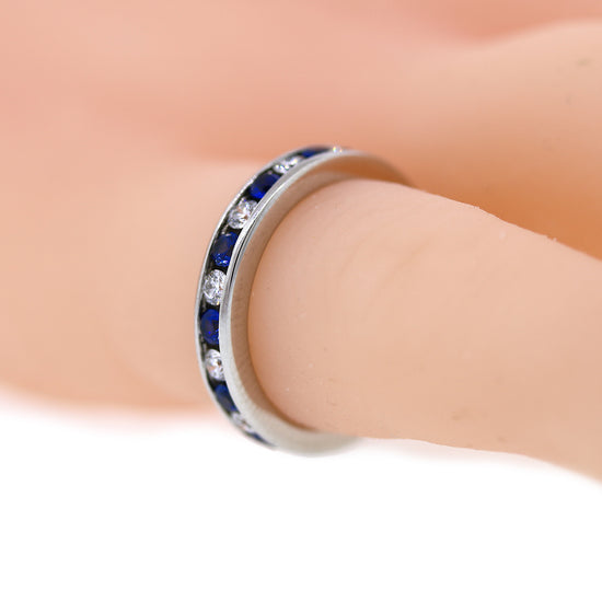 Pre-Owned Tiffany & Co. Diamond & Sapphire Eternity Band in Platinum