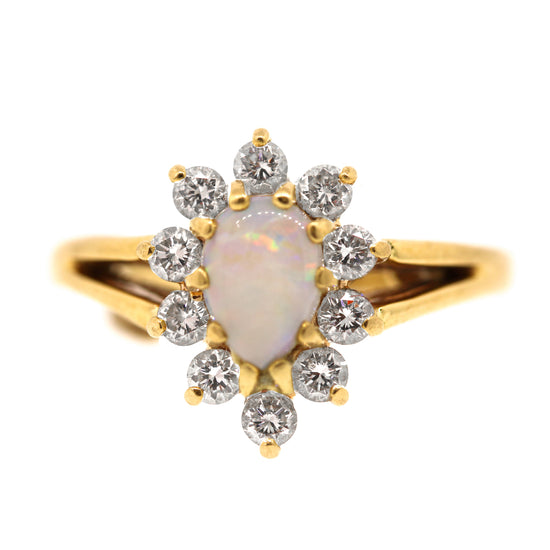 Opal & Diamond Ring in 14k Gold