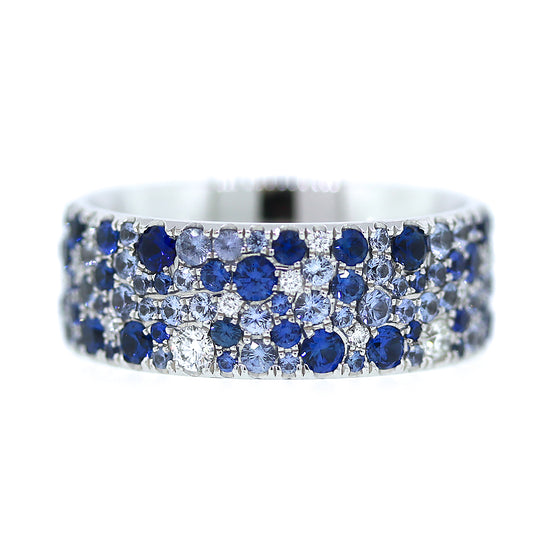 Load image into Gallery viewer, Preowned Tiffany and Co. Sapphire and Diamond Metro Band Ring
