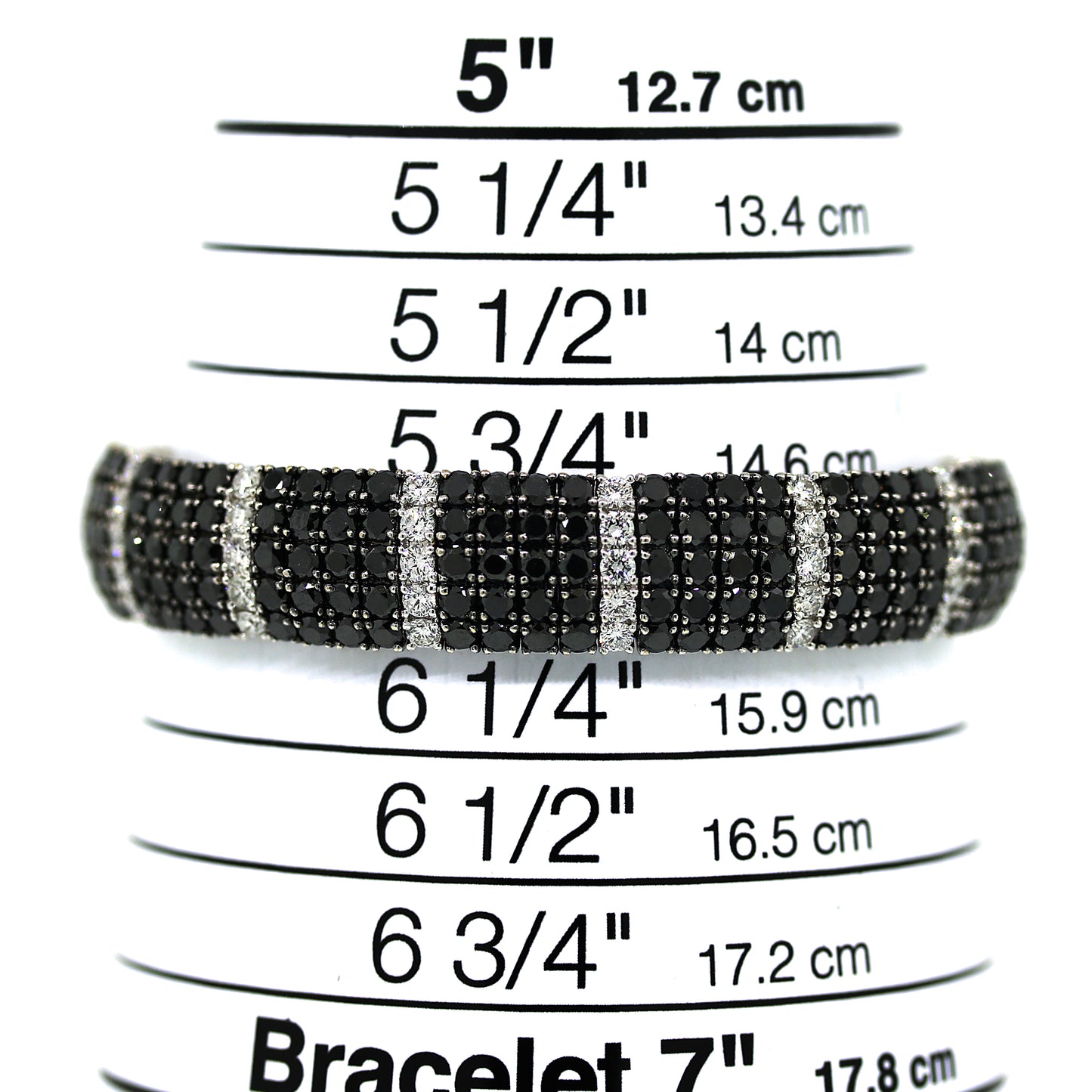 Black & White Diamond Cuff Bracelet in 18k White Gold