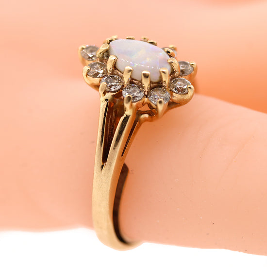 Load image into Gallery viewer, Opal &amp;amp; Diamond Ring in 14k Gold
