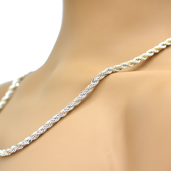 Tiffany and Co. Sterling Silver And Gold Twisted Rope Necklace