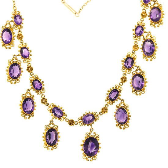 Vintage Amethyst Yellow Gold Necklace