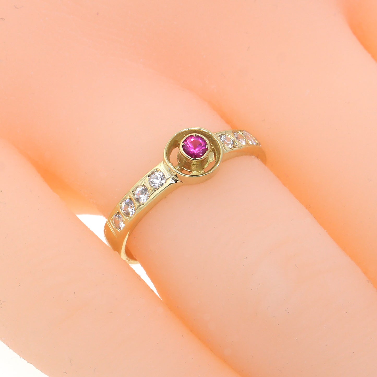 Ruby and Diamond Ring 14k Yellow Gold