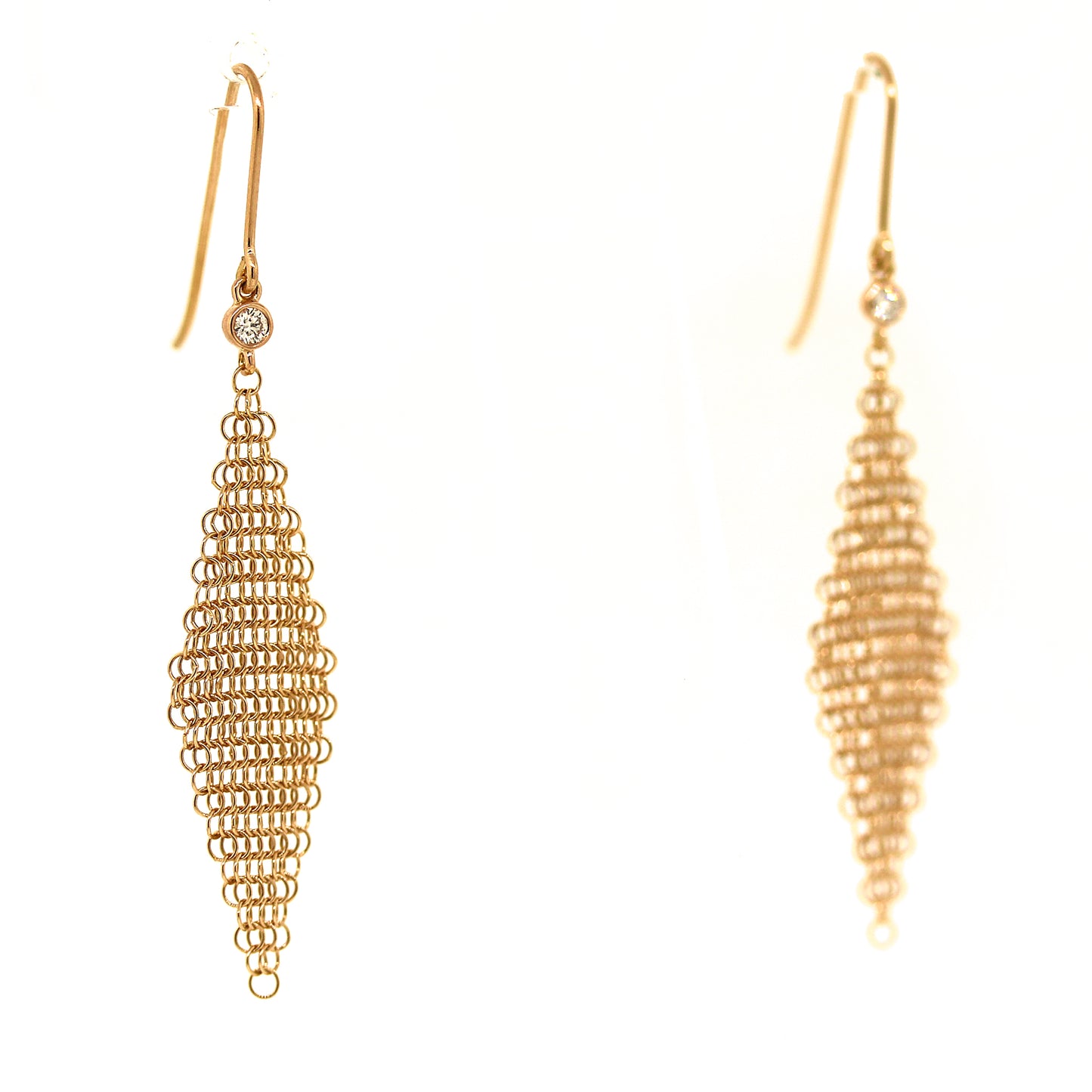 Preowned Tiffany and Co. Diamond Mesh Earrings in 18k Pink Gold