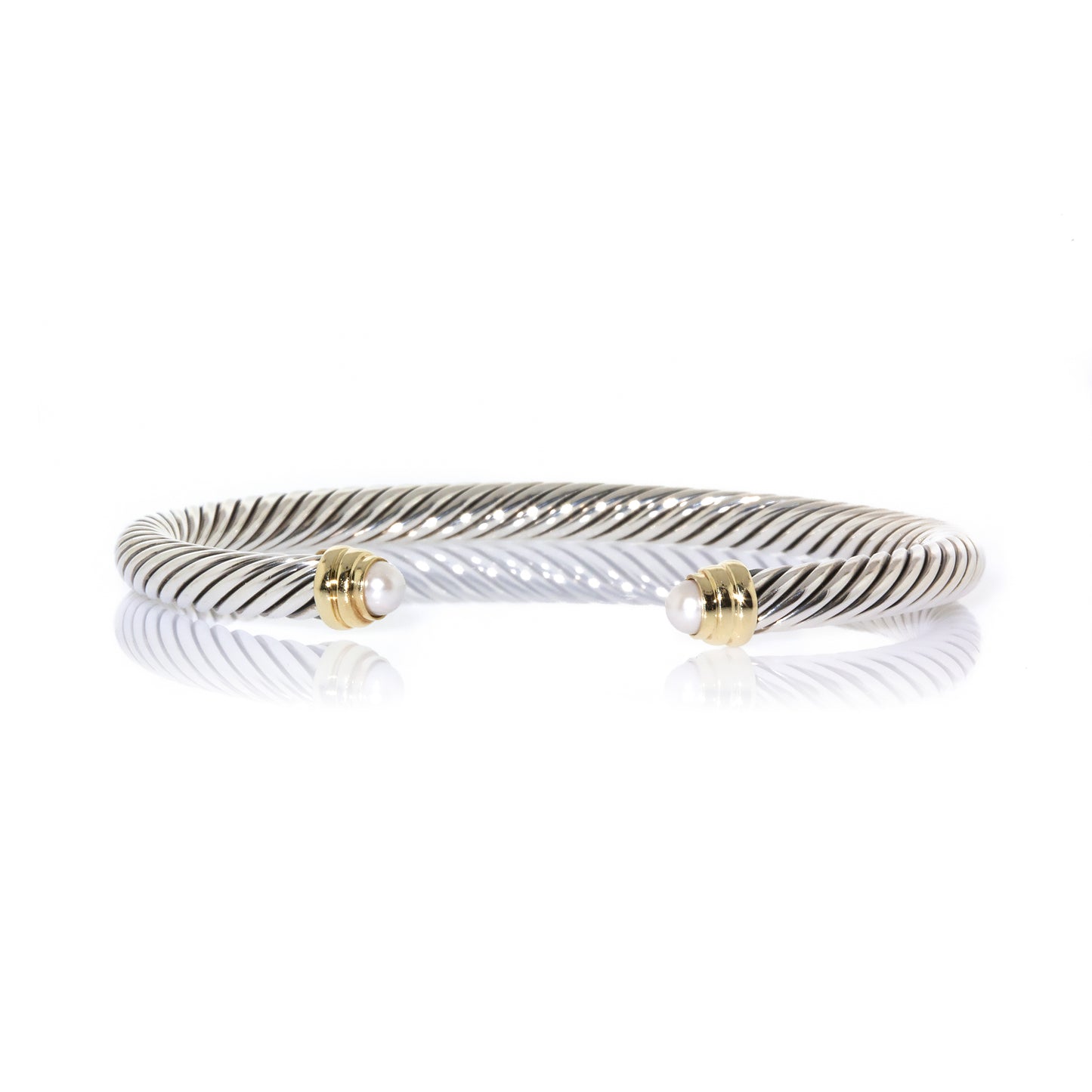 David Yurman Sterling Silver Cable Classics Pearl And Diamond Cuff Bracelet   Farfetch