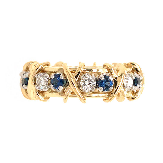 Tiffany and Co. Schlumberger Diamond and Sapphire Eternity Ring