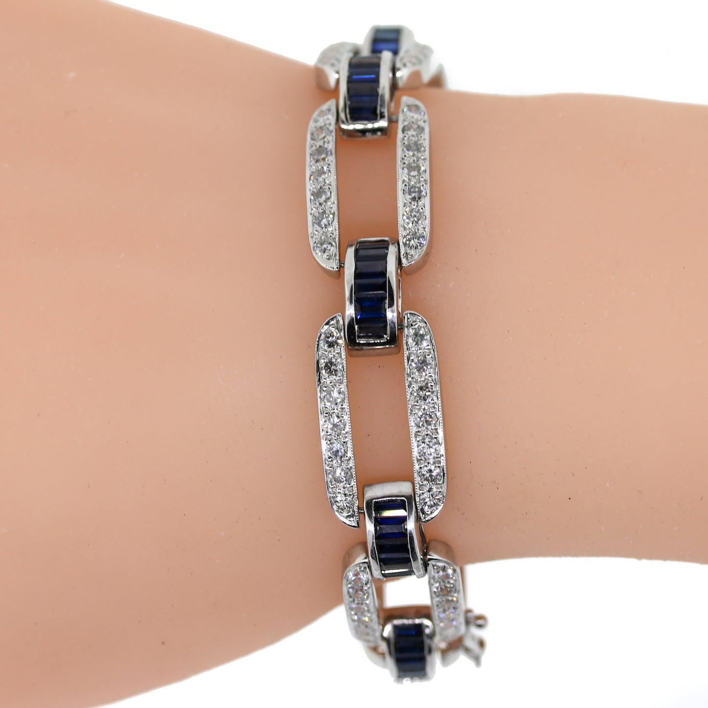 Diamond, Sapphire & Platinum Link Bracelet