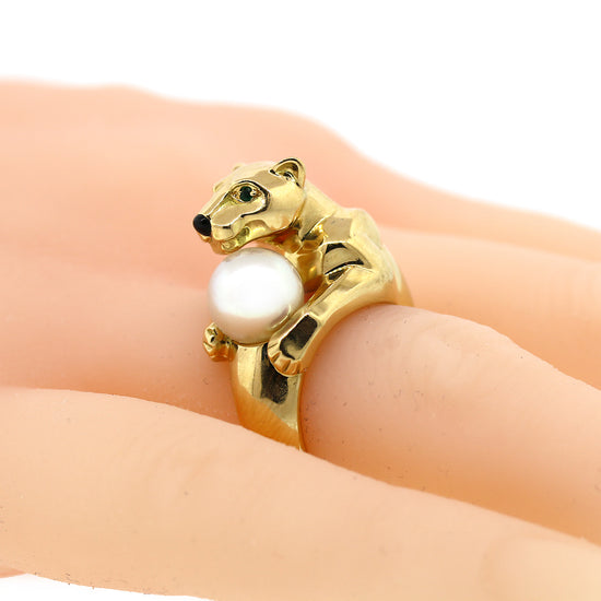 Panthere De Cartier with Pearl Ring in 18k Gold