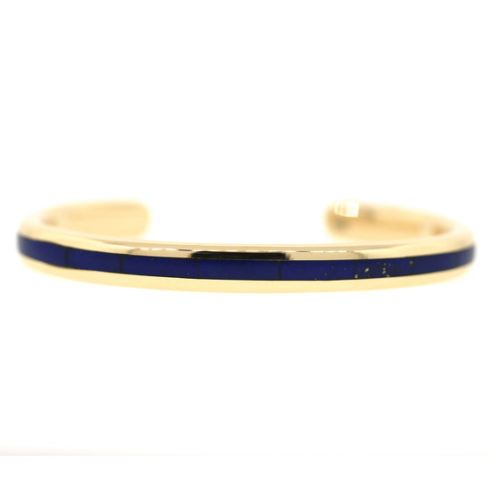 Blue Enamel Cuff Bracelet in Solid Gold