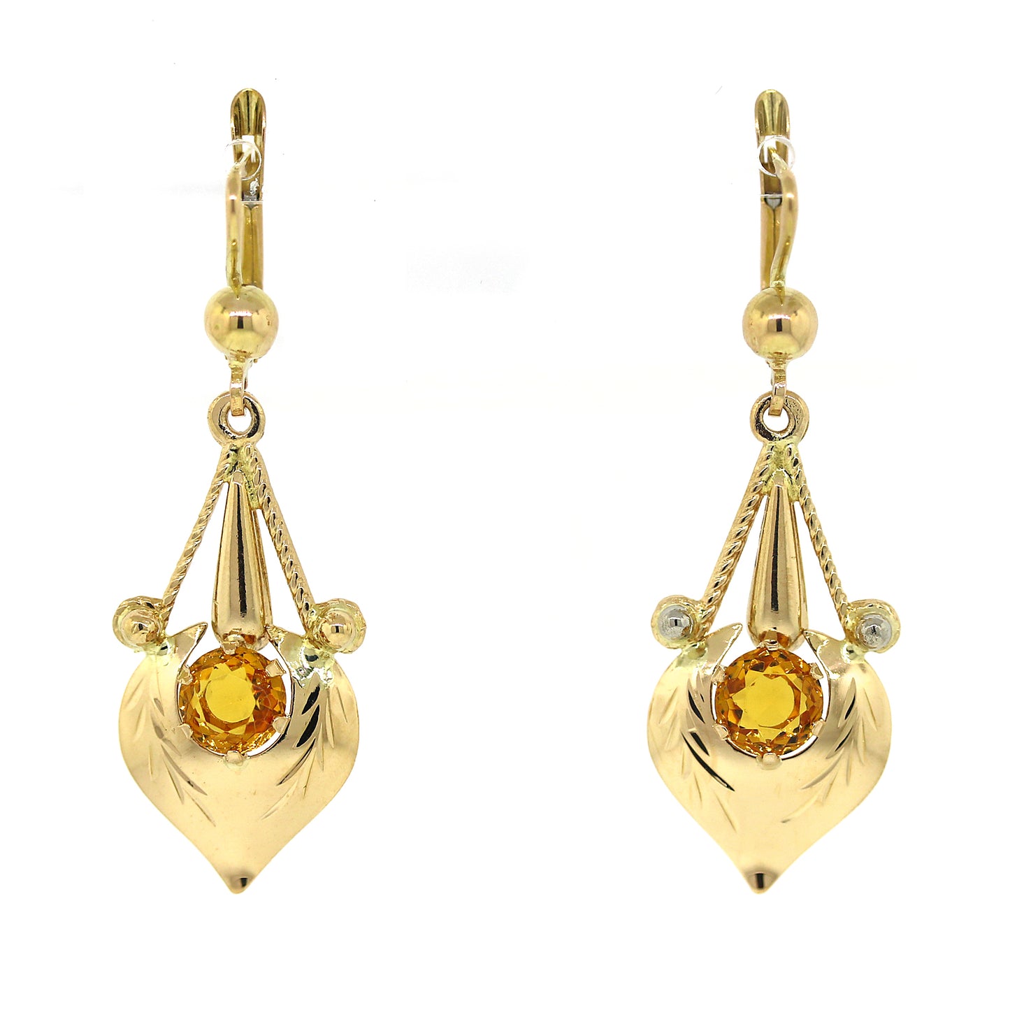 14k Gold and Citrine Hanging Earrings