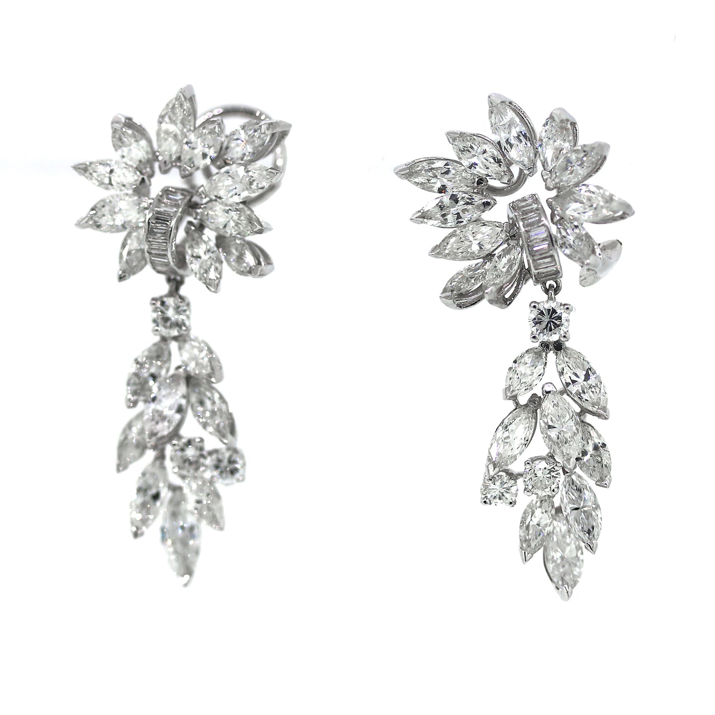 Load image into Gallery viewer, Marquise and Round Diamonds Hanging Earrings
