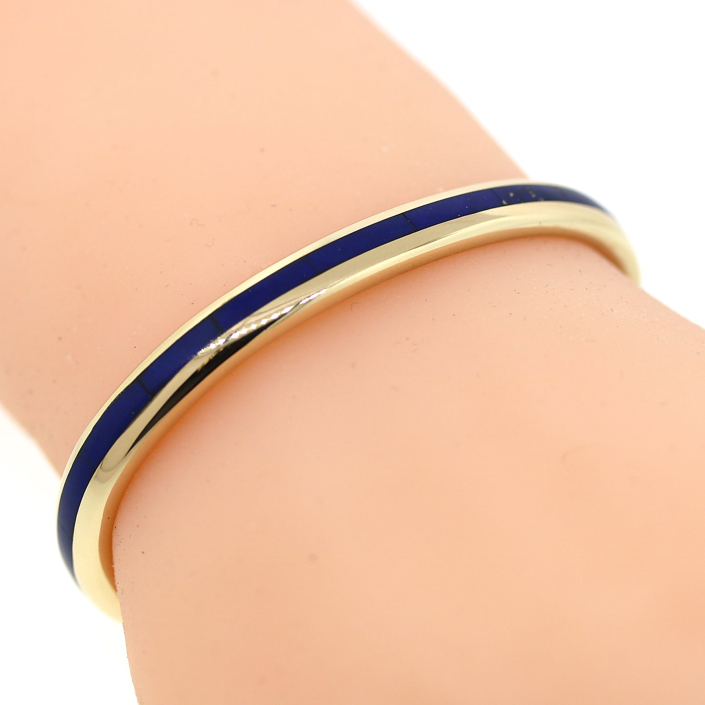 Load image into Gallery viewer, Blue Enamel Cuff Bracelet in Solid Gold
