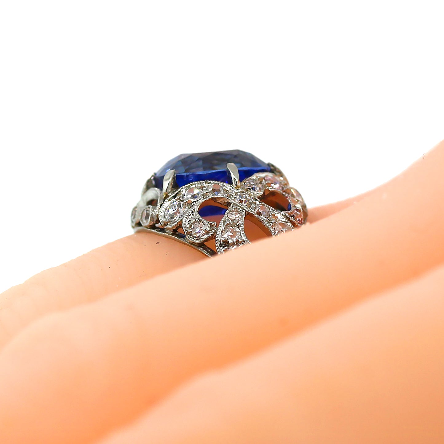Load image into Gallery viewer, GIA Certified Blue Sapphire &amp;amp; Diamond Ring Size 5
