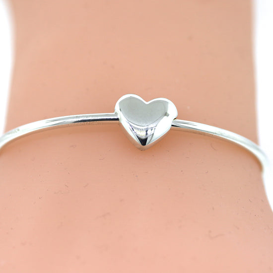 Preowned Tiffany and Co. Puffed Heart Sterling Silver Wire Bangle Bracelet