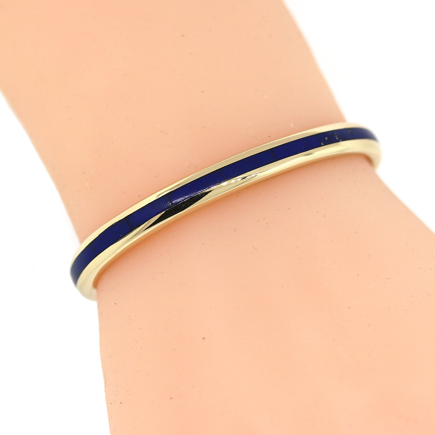 Blue Enamel Cuff Bracelet in Solid Gold