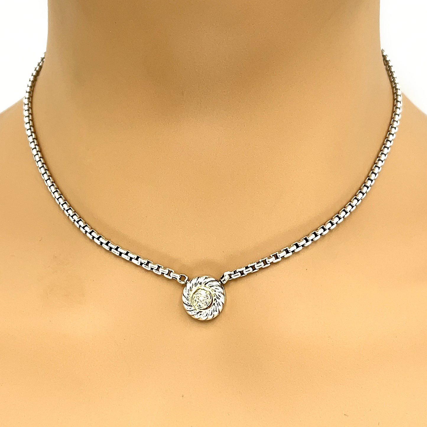David Yurman Diamond Cookie Pendant Necklace