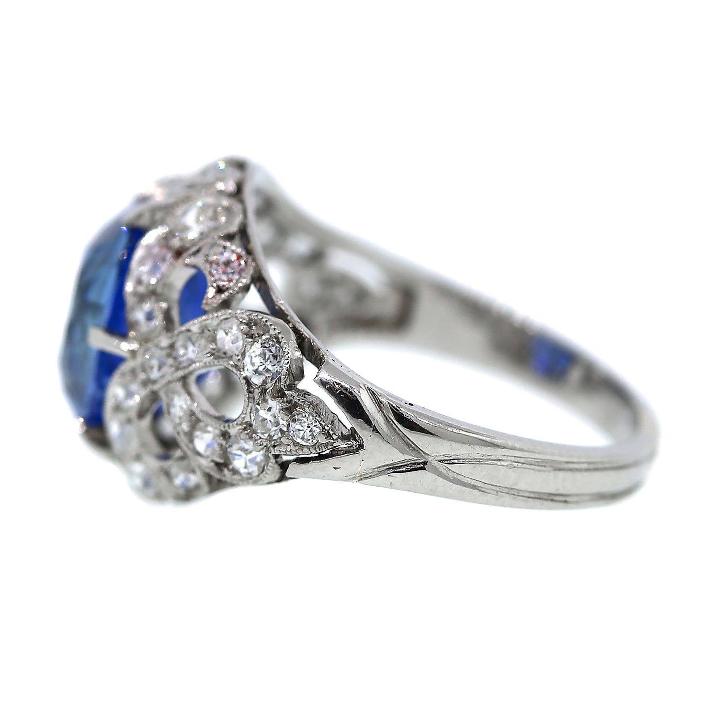 Load image into Gallery viewer, GIA Certified Blue Sapphire &amp;amp; Diamond Ring Size 5
