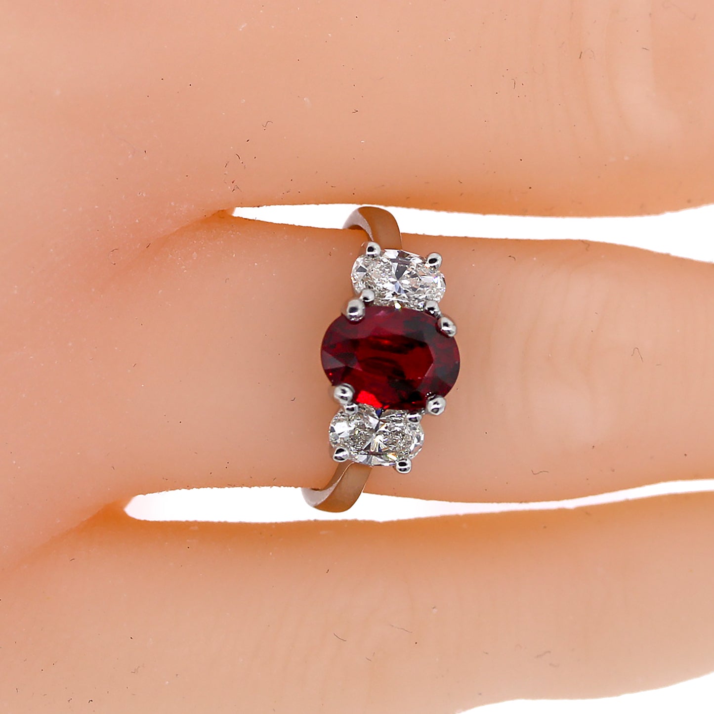 Stunning Natural Madagascan Ruby & Platinum Diamond Engagement Ring