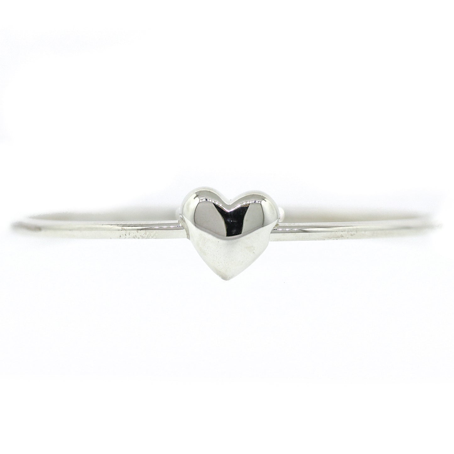 Preowned Tiffany and Co. Puffed Heart Sterling Silver Wire Bangle Bracelet