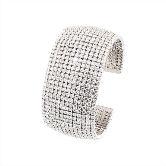 Norman Silverman Diamond Cuff Bracelet in 18k White Gold