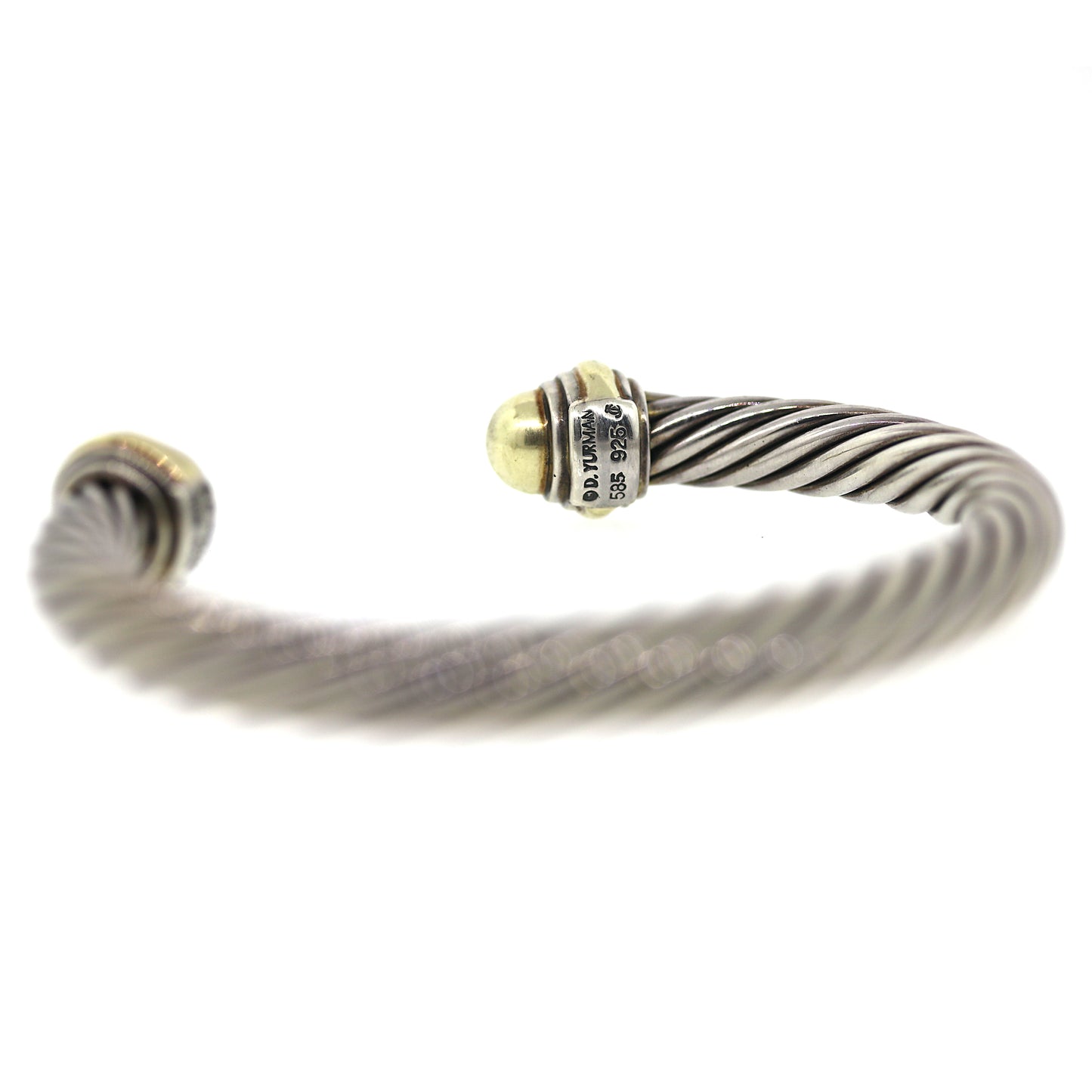 David Yurman Sterling Silver & 14K Gold Cable Cuff Bracelet