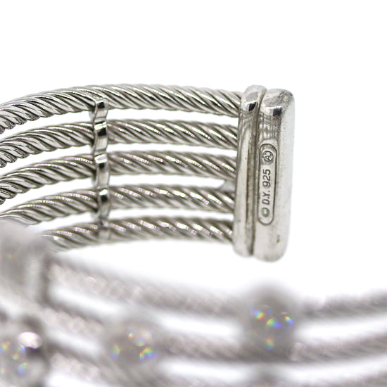 Preowned David Yurman Diamond Five Row Confetti Bracelet in Sterling Silver