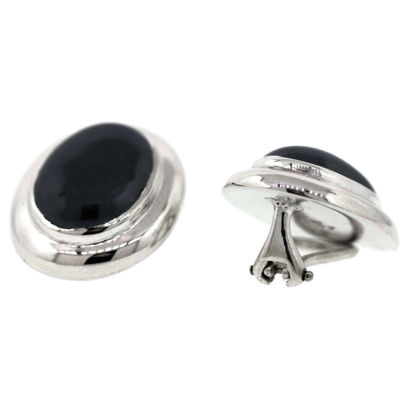 Tiffany and Co. Hematite Cabochon Clip-On Earrings in Sterling Silver