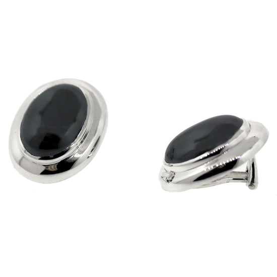 Tiffany and Co. Hematite Cabochon Clip-On Earrings in Sterling Silver