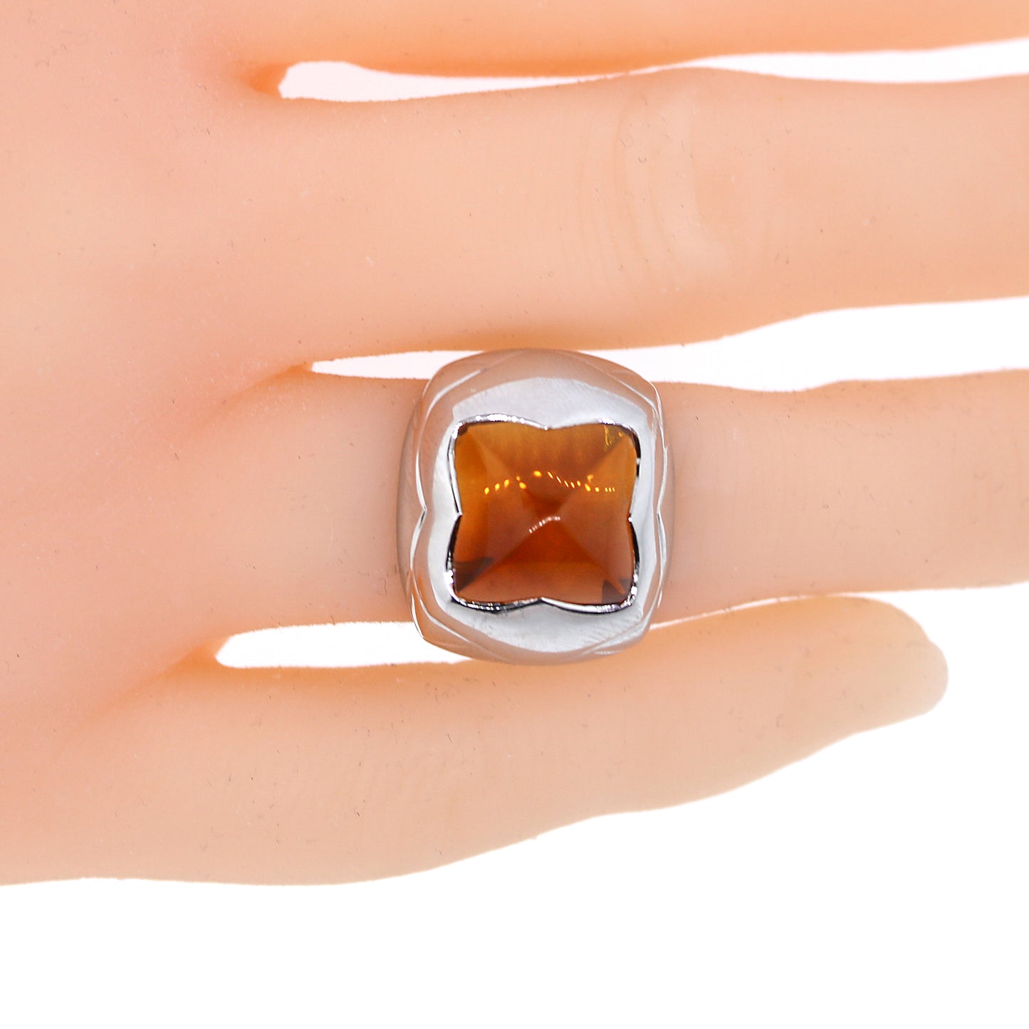 Load image into Gallery viewer, Bvlgari Citrine Pyramid Ring in 18k White Gold
