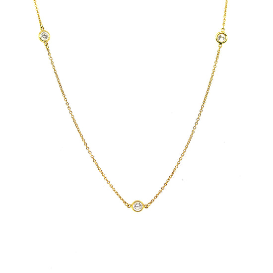 Preowned Tiffany and Co. Elsa Peretti Diamond by the Yard 18k Yellow Gold Necklace