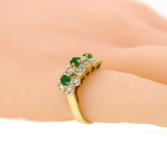 Van Cleef & Arpels Diamond & Emerald Floral Ring in 18k Gold